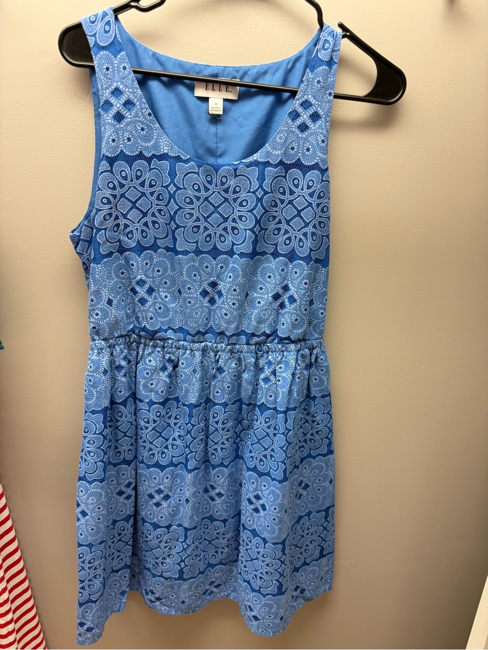 Elle blue pattern midi dress